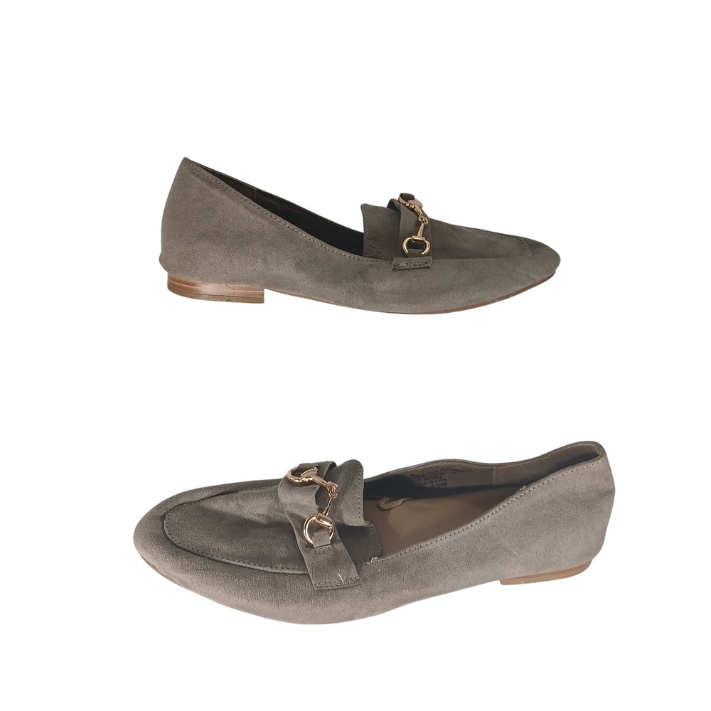 Torrid Horsebit Loafers 10WW Taupe Grey Faux Suede Preppy Office Siren Z981